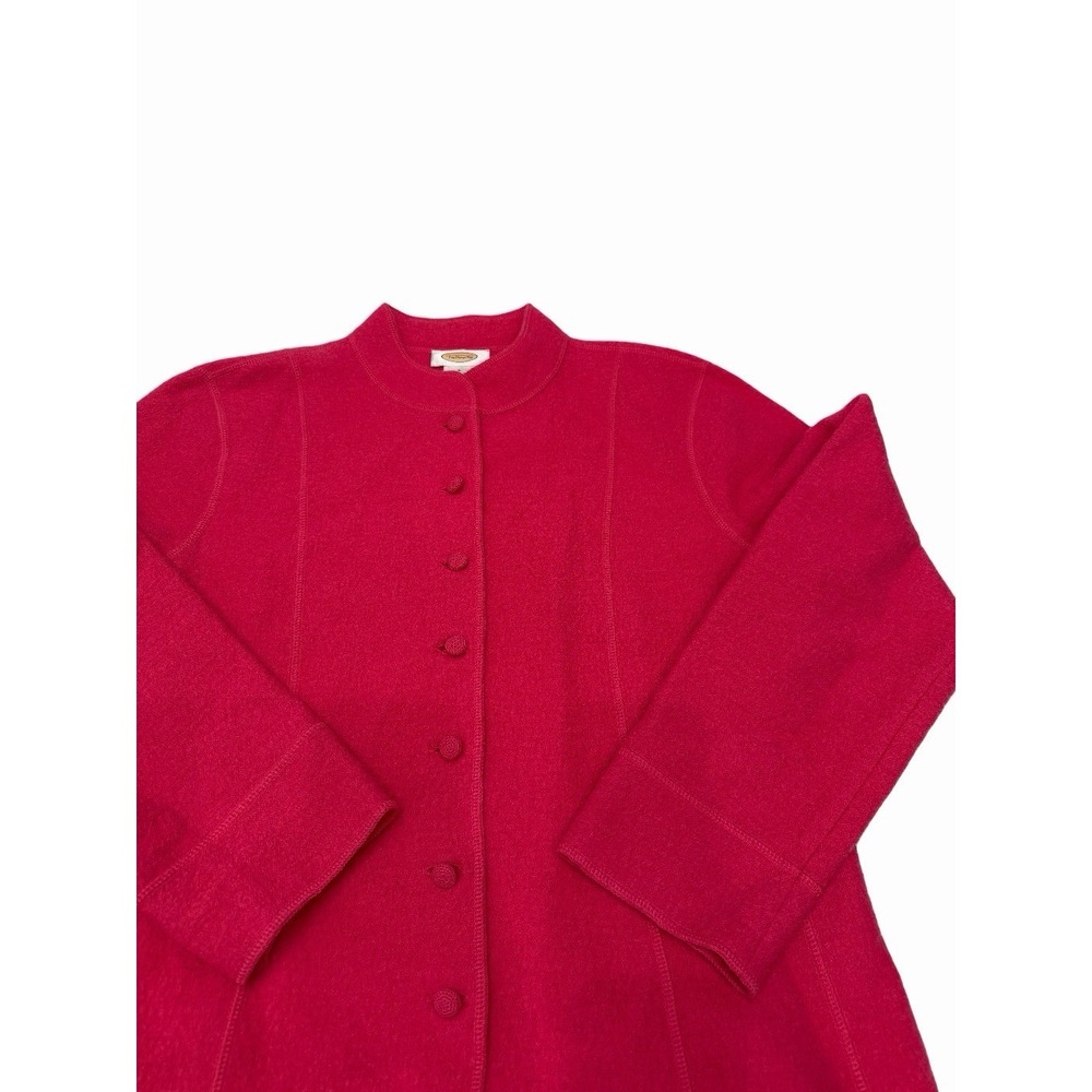 TALBOTS Women Wool Button Down Long Sleeve Pink Sweater Size L